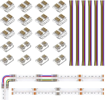 Ledstrip Connector Kit - Verlengkabels - Naadloze Montage - Zonder Lassen - 12mm Breed - Transparant