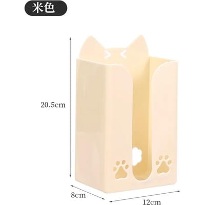 Boîte à mouchoirs murale Mignon Dessin Animé Porte-papier Racks à mouchoirs sans perforation Support de rangement pour serviettes de cuisine Accessoire de toilette de salle de bain beige