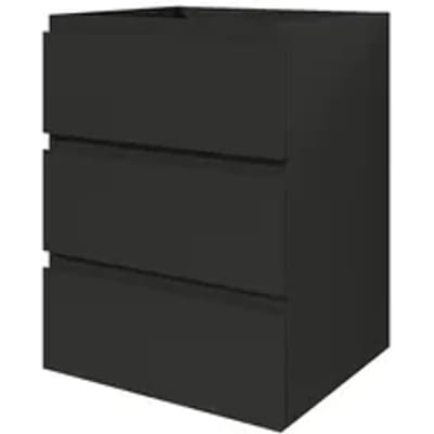 Aquavive Wastafelonderkast Napoli 60cm - Zwart Mat - Met 3 Lades
