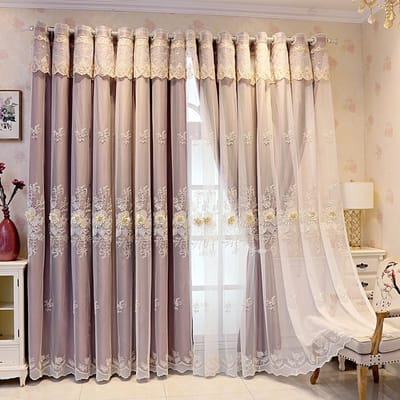 Mode Moderne Luxe Jacquard Dubbele Laag Verduisterende Gordijnen Dikke Gordijnen Woonkamer Woondecoratie W100*H150cm paars