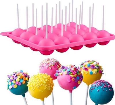 Knaak Cakepop Bakvorm - Siliconen Vorm voor 20 Cake Pops - Inclusief 20 Stokjes - Flexibel