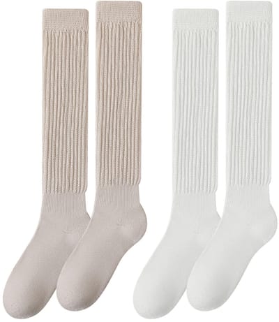 MTTproducts- Kniekousen Dames - Gebreide Slouch Sokken - Ademend Katoen - Casual Sokken - Extra Lange Sokken - Lichtgewicht en Rekbaar