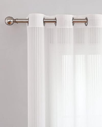 witte getextureerde transparante gordijnen, privacybescherming, lichtfiltering, anti-roest zilveren doorvoertules, raampanelen/gordijnen voor slaapkamer, woonkamer, glazen terras, set van 2