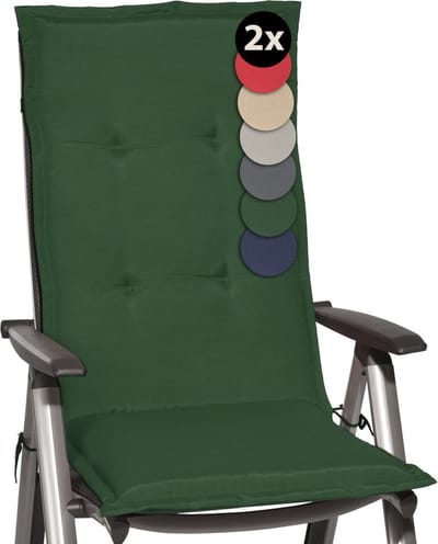 Beautissu Loft HL Set 2 x Tuinkussens Hoge Rug- 120 x 50 cm - Donker Groen Kussen - Zitkussen UV- Lichtecht Tuinstoelkussen