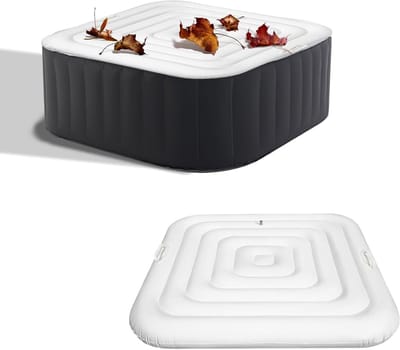 Luchtdichte Spa Cover van 165 cm, Opblaasbare Bescherming met Eenvoudig Opblazen en Leeglaten, Vouwbare Isolatie voor Thermale Spa's, Wit