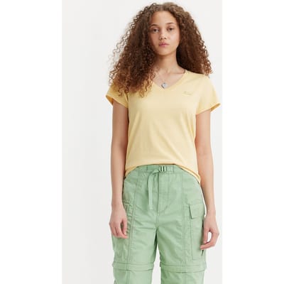 Levi's Perfect Vneck Anise Flower Cotton Maat: XS | Tops Outlet | Dames | Geel
