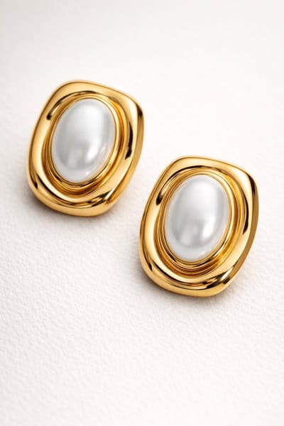 Lundholm Luxe Oorbellen Dames Goud kleurig Vintage Oorstekers met Imitatie Parel - Premium Stainless Steel PVD Gold Plated - Statement Oorknopjes - Cleo Serie - Scandinavisch Design