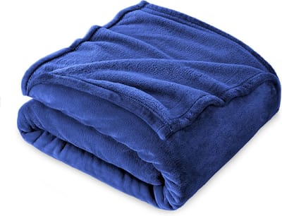 Plaid in Pile Tinta Unita, Coperta in Microfibra, Morbida, Multifunzionale per Divano, Letto, Spostamenti, Viaggi, Adulti, Bambini, Animali, Blu 230 x 270 cm