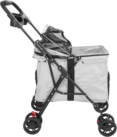 Opvouwbare Huisdierenwagen - Dierenbuggy - Comfortabel Reizen - Ademend Mesh Ontwerp - 70cm Cabinehoogte - Grijs