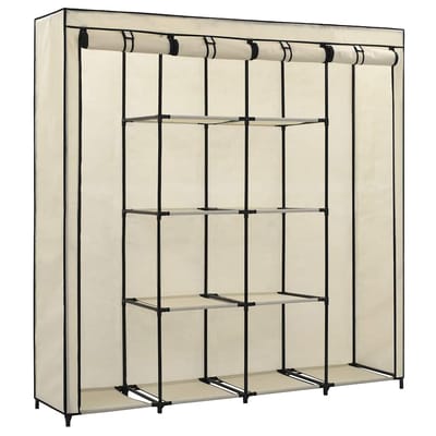 vidaXL - Kledingkast - met - 4 - vakken - 175x45x170 - cm - crème