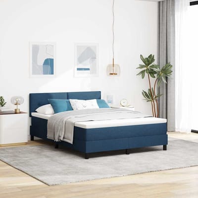 vidaXL - Boxspring - bed - met - hoofdeinde - Blauw - 140 - x - 190 - cm - Stof