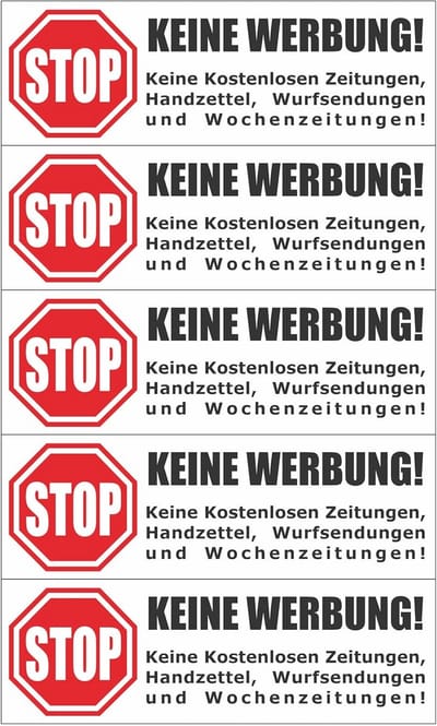 Witte brievenbus stickers 105x35 mm - Geen gratis kranten en ongewenste reclame