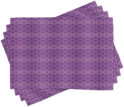 ABAKUHAUS Vintage placematten, Rococo-damast-lila, digitaal bedrukt, anti-slip stof, tafeldecoratie voor in de keuken, violet en donkerpaars