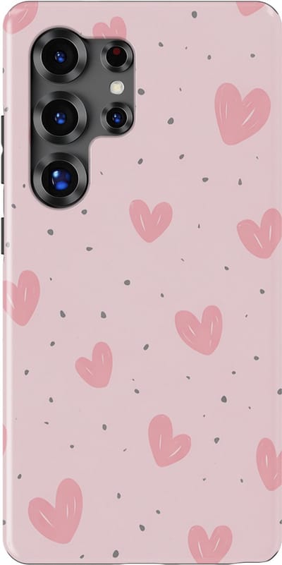 Tough Hoesje met Hartjes Samsung Galaxy S25 Ultra | Little Love Tough Case Geschikt voor Mag | Hartjes Print Backcover Samsung Galaxy S25 Ultra Pink Blush