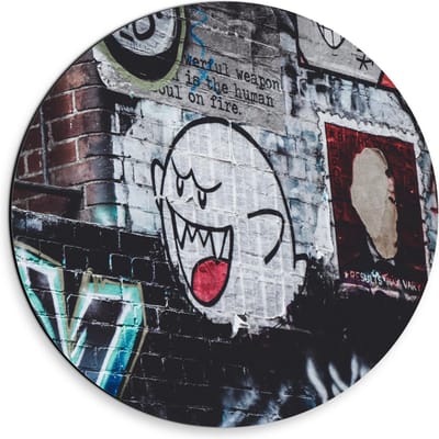 Dibond Wandcirkel - Muur versierd met Graffiti  - 30x30cm Foto op Aluminium Wandcirkel (met ophangsysteem)