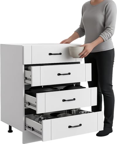 Lifero Keukenkast Wit - Witte Kast Keuken - Organizer Keuken - Opbergruimte Keukenspullen - Moderne Kast Hout 4 Lades - Tussenkast