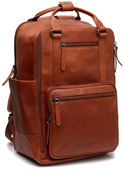 Chesterfield Calden Waxed Pull Up Rugzak met 15" Laptopvak - Cognac