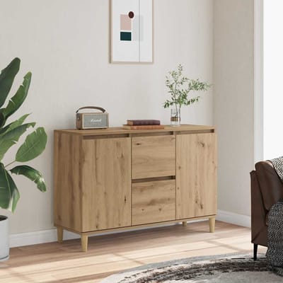vidaXL - Dressoir - 102x35x70 - cm - bewerkt - hout - artisanaal - eikenkleurig