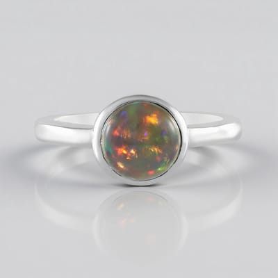 Cavill - Zilveren ring 925 Sterling met 0,721 ct Mezezo Opaal - Geplatineerd - Luxe cabochon filigrain design - Maat 16-21
