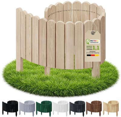 Floranica borderrand plantenborder 10 x 100 cm onbehandeld graskant houten tuinafsluiting houten hekwerk flexibele rollborder