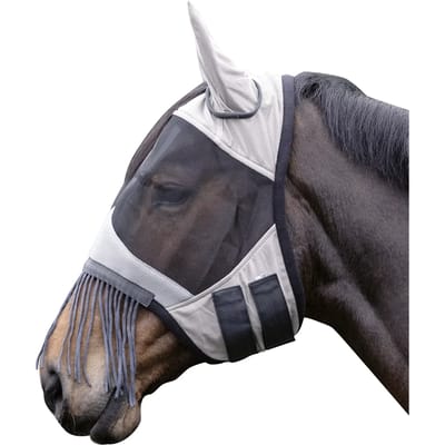Vliegenscherm voor paard met franjes HKM Flamingo