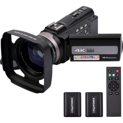 Andoer 4K 60FPS Ultra HD Digitale Videocamera DV Camcorder 48MP 16x Zoom 3-inch Draaibaar LCD Touch zwart