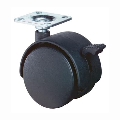 Meubelwiel+rem dubbel 40mm kunststof hoogte 58mm