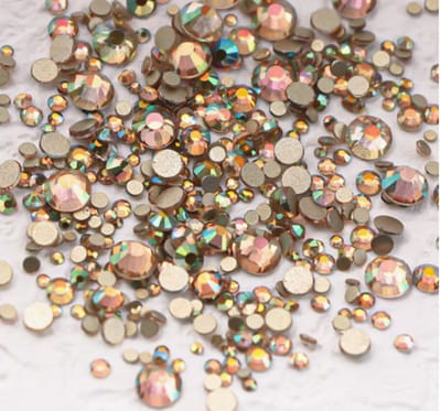 BamBella® Plak strass Steentjes - 1440 stuks - SS4 tot SS20 - Mix wit AB Bruin Goud kleurig stenen glitters nail art kleding versieren