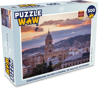Puzzel Zonsondergang boven Catedral de Malaga in Spanje - Legpuzzel - Puzzel 500 stukjes
