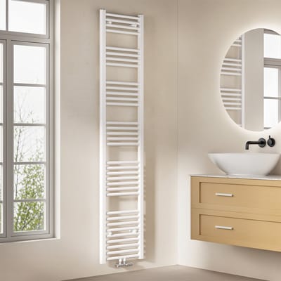 EMKE Handdoekradiator - 180x40 cm - 618 W - Glans Wit - CV Badkamer Radiator - Midden/ Zij- Aansluiting