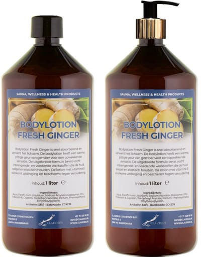 Bodylotion Fresh Ginger 1 Liter - met gouden pomp - set van 2 stuks