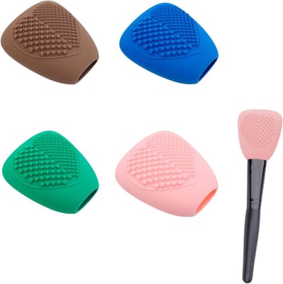 Make-up Borstels Beschermers - Herbruikbare Silicone Covers en Reisset met Schoonmaakmat voor Reizigers en Make-up Liefhebbers (Roze, Blauw, Bruin, Groen)