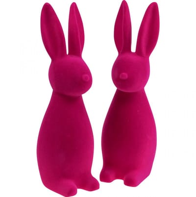 Decoratieve paashaas, fluweelachtig roze, 29,5 cm hoog, 2 stuks, 2 Stü