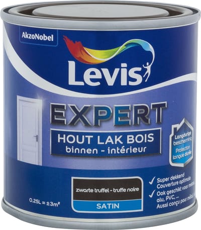 Levis - Expert Hout Lak Binnen Satin - Zwarte Truffel - 0,25 L