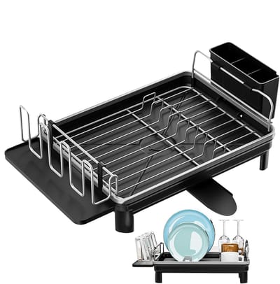 Afdruiprek Gootsteen - Vaatdroger Keuken - Keuken Organiseren - Innovatief Afwateringsontwerp - 42 x 32 x 19 cm - Zwart