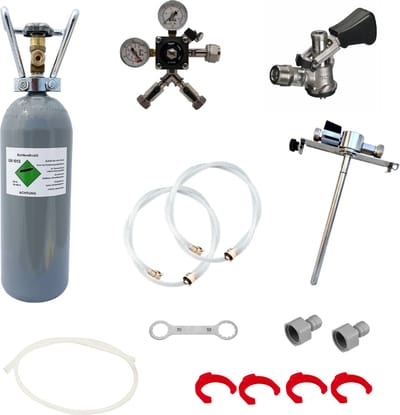Accessoirepakket voor biertap Kontakt 2-kraans - met Fustkoppeling Type D, 5L Adapter en 2 kg CO2-fles