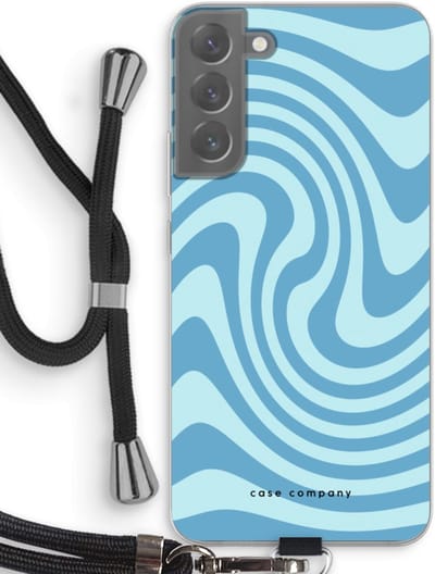 Case Company® - Hoesje met koord geschikt voor Samsung Galaxy S22 Plus hoesje met Koord - Swirl Blauw - Telefoonhoesje met Zwart Koord - Bescherming aan alle Kanten en Over de Schermrand