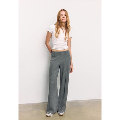 Stradivarius Broek met ribdetail van zachte stof  Donkergrijs XS