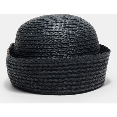 Stradivarius Ronde raffia hoed  Zwart OS