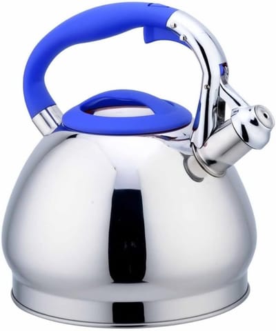 Waterkoker met Fluitje - Theeketel RVS - Koffie en Thee Zetten - Snelle Verwarming - 3 Liter - Blauw