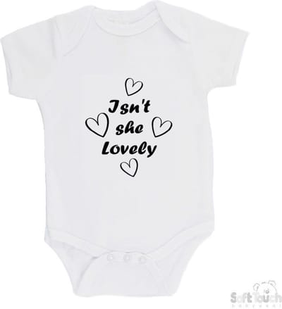 100@ katoenen Romper "Isn't she Lovely" meisjes Katoen Wit/zwart Maat 62/68