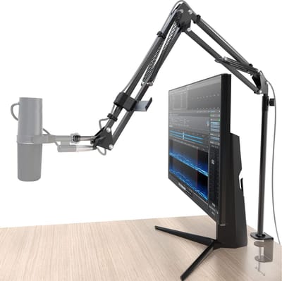 Microfoonarm, 40 cm verhogend, professionele microfoonstandaard, compatibel met HyperX QuadCast, Blue Yeti microfoonarm, 360 graden draaibaar, met 3/8 inch naar 5/8 inch schroefadapter, voor