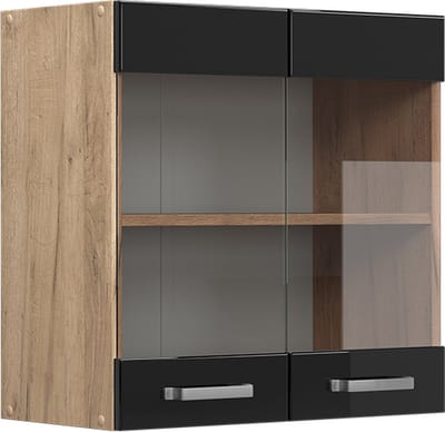 Vicco R-Line Glazen keukenkast – 60 cm Zwart hoogglans