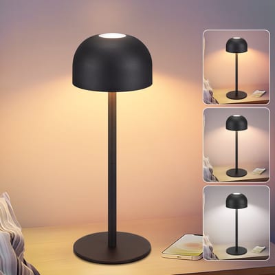 NETTLIFE Tafellamp LED - zwart - Touch Dimbaar - In hoogte verstelbaar - Draagbare - Draadloos Nachtlamp - USB Oplaadbaar - 3 Kleurtemperaturen - voor binnen en buiten - voor Eetkamer | Slaapkamer | woonkamer | Hotel