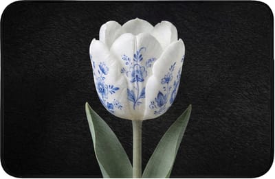 WC mat 60x40 cm - Antislip - Tulp - Patroon - Blauw - Toiletmat - Vloermat - Douchemat - Toilet tapijt - Toiletmatten