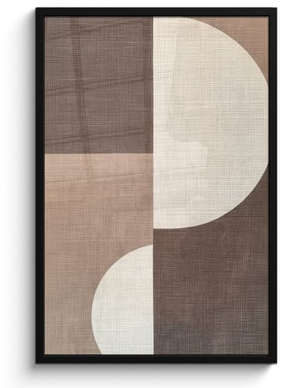 Poster in lijst - Fotolijst 60x90 cm - Posters - Raster - Halve cirkels - Contrast - Posterlijst zwart - Decoratie - Wanddecoratie woonkamer - Muurdecoratie slaapkamer