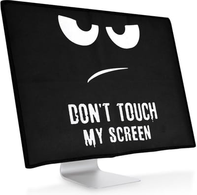 kwmobile beschermhoes monitor geschikt voor 31-32" Monitor - Computerscherm cover - Computer accessoires - PC scherm hoes in wit / zwart - Don't Touch My Screen design