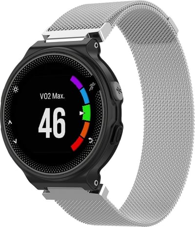 By Qubix - Geschikt voor Garmin Forerunner 220 / 230 / 235 / 620 / 630 / 735 (XT) - Milanese bandje - Small - Zilver