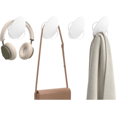 SONGMICS HOME kapstokken set van 4, kapstokken, muur, staal, jassen, handdoeken, draagvermogen tot 5 kg per haak, eivormig design, woonkamer, slaapkamer, entree, parelwit LCR039W01