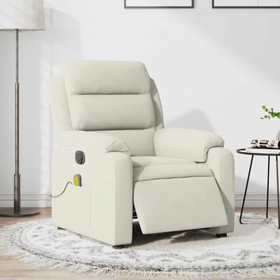 vidaXL - Massagestoel - elektrisch - verstelbaar - fluweel - crèmekleurig